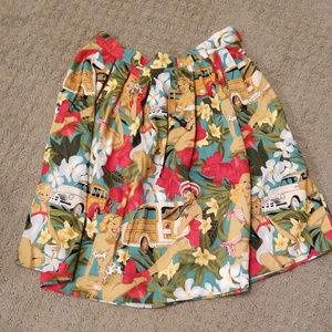 Pleated beach girl cotton blend skirt